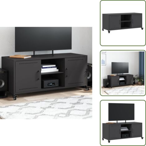 The Living Store Mobile TV Nero 100,5x39x43,5 cm in Acciaio - Armadio TV