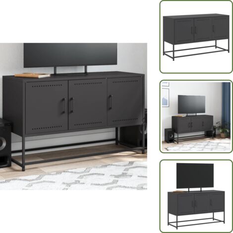 The Living Store Mobile TV Nero 100,5x39x60,5 cm in Acciaio - TV industriale