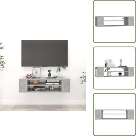 The Living Store Mobile TV Pensile Grigio Cemento 100x30x26,5 cm Multistrato - Mobile TV
