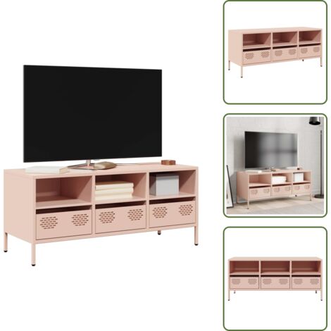 The Living Store Mobile TV Rosa 101,5x39x43,5 cm in Acciaio Laminato a Freddo - Mobile TV rosa
