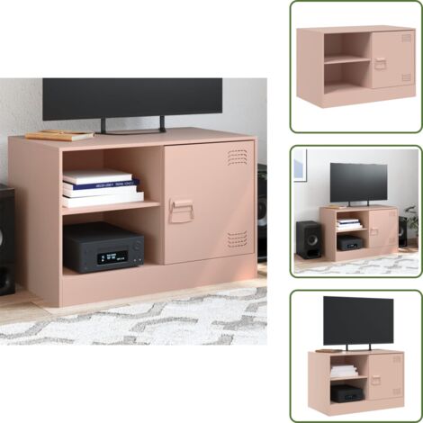 The Living Store Mobile TV Rosso 67x39x44 cm in Acciaio - TV in acciaio