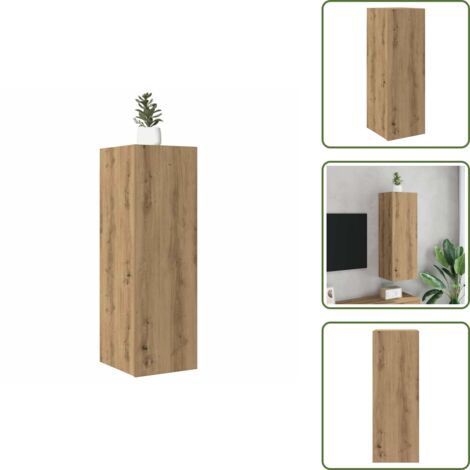 The Living Store Mobile TV Rovere Artigianale 30,5x30x90 cm in Legno Multistrato - Mobile TV