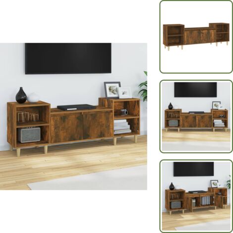 The Living Store Mobile TV Rovere Fumo 160x35x55 cm in Legno Multistrato - Mobile TV