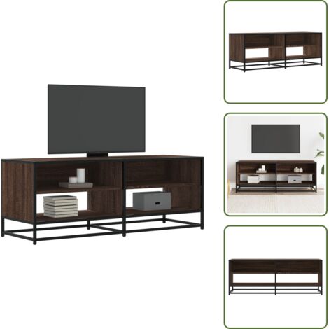 The Living Store Mobile TV Rovere Marrone 120,5x40x46 cm Multistrato e Metallo - Mobile TV