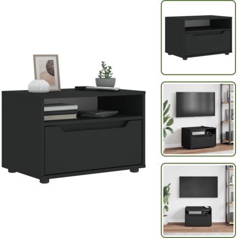 The Living Store Mobile TV VISNES Nero 60x40x38 cm in Legno Multistrato - Armadio TV
