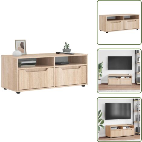 The Living Store Mobile TV VISNES Rovere Sonoma 100x40x38 cm Legno Multistrato - Armadio TV