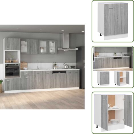 The Living Store Mobiletto “Lyon” Grigio Sonoma 60x46x81,5 cm - Mobiletto da cucina
