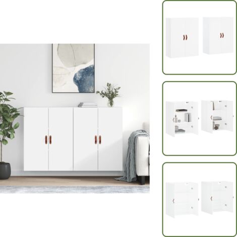 The Living Store Mobili a Parete 2 pz Bianchi 69,5x34x90 cm - Armadio a parete