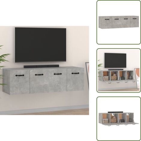 The Living Store Mobili Parete 2 pz Grigio Cemento 80x35x36,5 cm in Multistrato - Mobili a parete