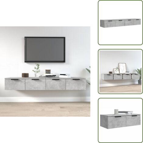 The Living Store Mobili Pensili 2 pz Grigio Cemento 68x30x20cm Legno Multistrato - Armadietti da parete