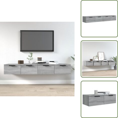 The Living Store Mobili Pensili 2 pz Grigio Sonoma 68x30x20 cm Legno Multistrato - Mobili da parete