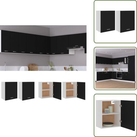 The Living Store Mobili Pensili “Lyon” 2 pz Neri 50x31x60 cm - Armadi sospesi