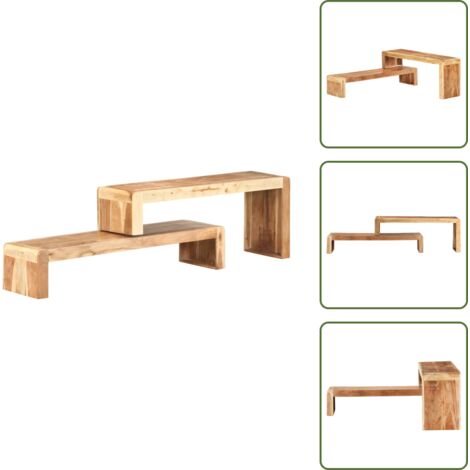 The Living Store Mobili Porta TV 2 pz in Legno Massello di Acacia - Porta TV in acacia