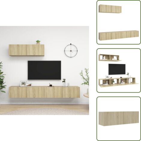 The Living Store Mobili Porta TV 3 pz Rovere Sonoma in Legno Multistrato - Armadio per impianti stereo