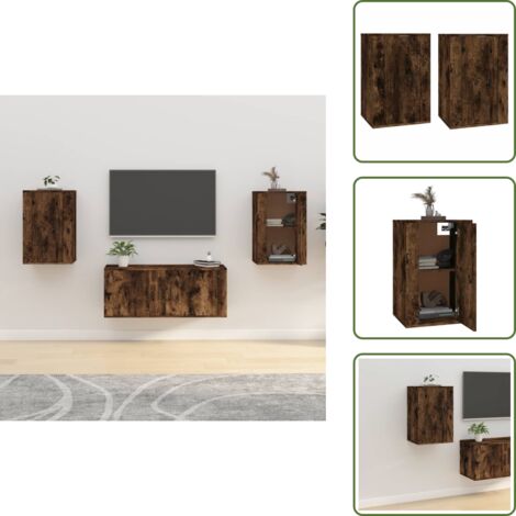 The Living Store Mobili Porta TV a Parete 2 pz Rovere Fumo 40x34,5x60 cm - Mobili TV