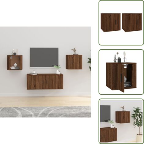 The Living Store Mobili Porta TV a Parete 2 pz Rovere Marrone 40x34,5x40 cm - TV a parete