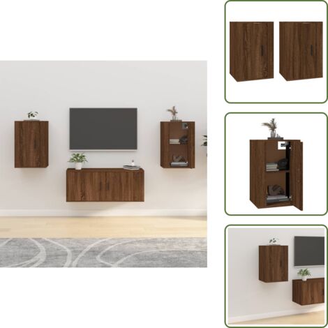 The Living Store Mobili Porta TV a Parete 2 pz Rovere Marrone 40x34,5x60 cm - TV a parete