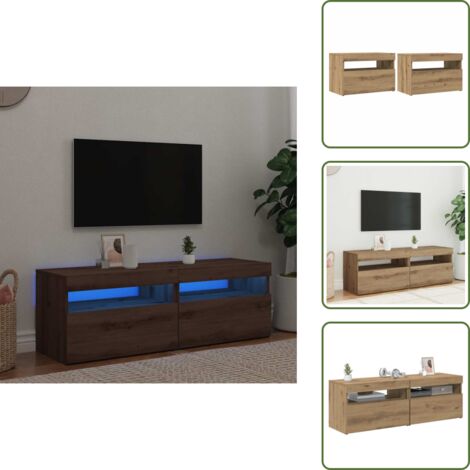 The Living Store Mobili Porta TV con LED 2 pz Artigianale in Legno Multistrato - TV Stand