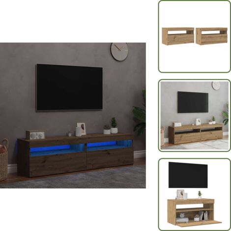 The Living Store Mobili Porta TV con LED 2 pz Artigianale in Legno Multistrato - TV supporto artigianale