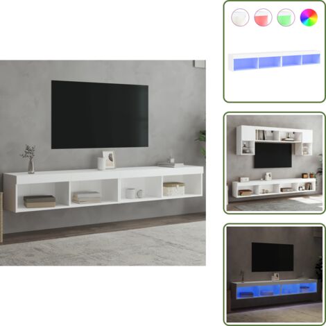 The Living Store Mobili Porta TV con Luci LED 2 pz Bianchi 100x30x30 cm - Luci LED