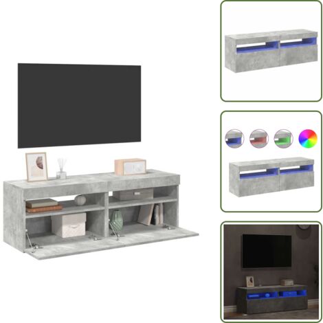The Living Store Mobili Porta TV con Luci LED 2 pz Grigio Cemento 60x35 cm - Luci LED RGB
