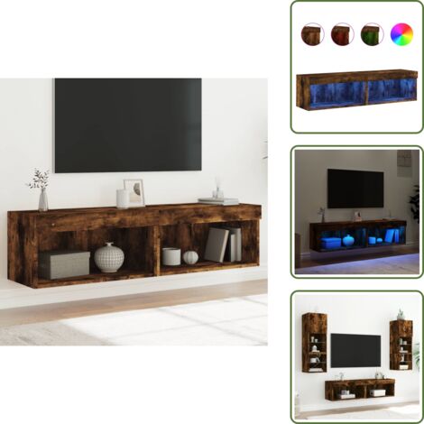 The Living Store Mobili Porta TV con Luci LED 2 pz Rovere Fumo 60x30x30 cm - Luci LED RGB