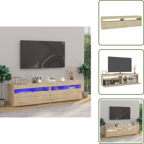 The Living Store Mobili Porta TV con Luci LED 2 pz Rovere Sonoma 75x35x40 cm - Luci LED