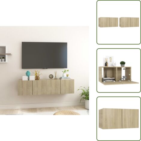 The Living Store Mobili Porta TV Pensili 2pz Rovere Sonoma 60x30x30 cm - Mobili da parete