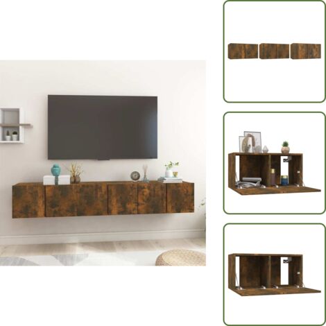 The Living Store Mobili Porta TV Pensili 3 pz Rovere Fumo 60x30x30 cm - Mobili da soggiorno