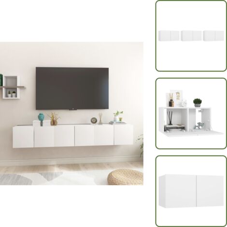 The Living Store Mobili Porta TV Pensili 3pz Bianchi 60x30x30 cm - Set di mobili TV