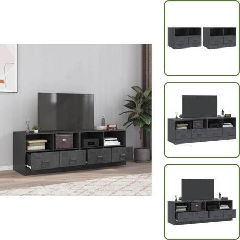 The Living Store Mobili TV 2 pz Antracite 67x39x44 cm in Acciaio - TV stand