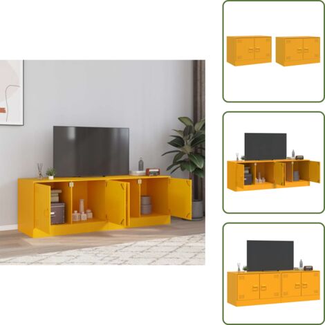 The Living Store Mobili TV 2 pz Giallo Senape 67x39x44 cm in Acciaio - TV stand