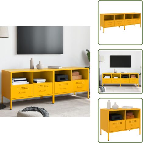 The Living Store Mobili TV 2 pz Giallo Senape 68x39x50,5 cm in Acciaio - Mobili TV industriali