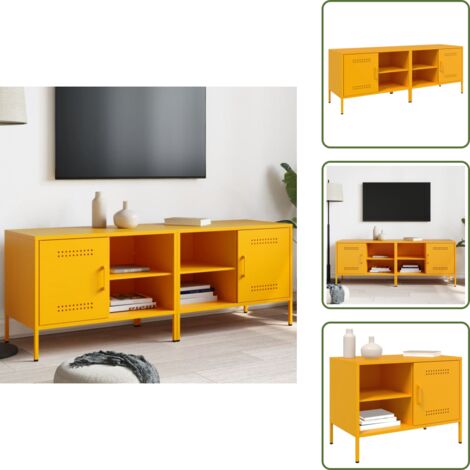 The Living Store Mobili TV 2 pz Giallo Senape 68x39x50,5 cm in Acciaio - TV stand