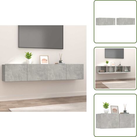 The Living Store Mobili TV 2 pz Grigio Cemento 80x30x30 cm in Legno Multistrato - TV Wall Mount