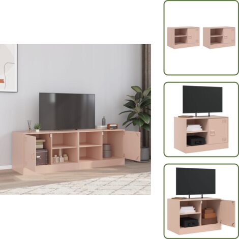 The Living Store Mobili TV 2 pz Rosso 67x39x44 cm in Acciaio - TV stand
