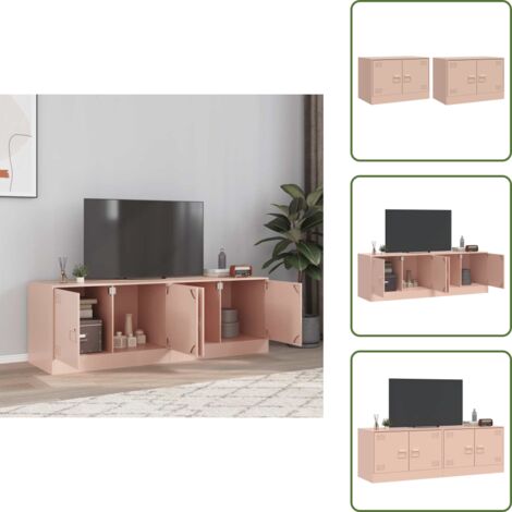 The Living Store Mobili TV 2 pz Rosso 67x39x44 cm in Acciaio - TV stand