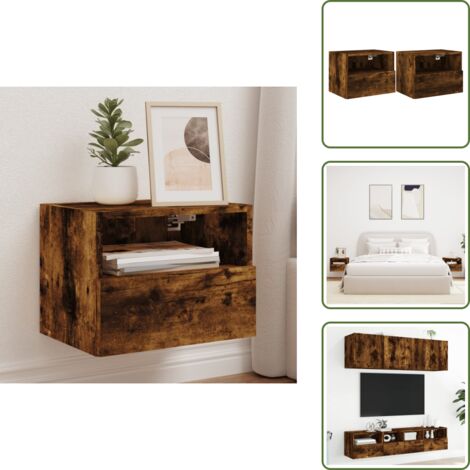 The Living Store Mobili TV a Muro 2 pz Rovere Fumo 40x30x30 cm Legno Multistrato - Mobile TV
