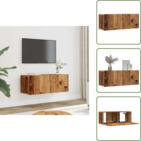 The Living Store Mobili TV a Parete 2pz Legno Antico 80x30x30 cm - Mobile TV