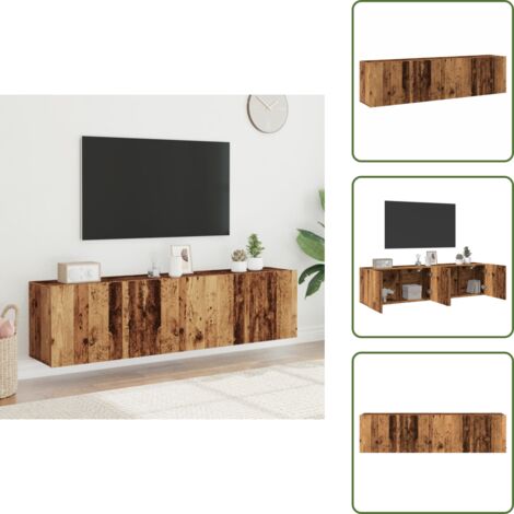 The Living Store Mobili TV a Parete 2pz Legno Antico 80x30x41 cm - Mobile TV