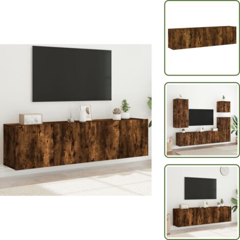 The Living Store Mobili TV a Parete 2pz Rovere Fumo 80x30x41 cm - Mobile TV