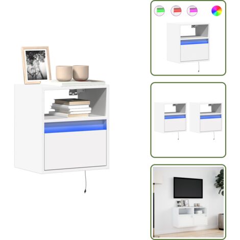 The Living Store Mobili TV a Parete con Luci LED 2pz Bianchi 40x30x40 cm - Armadio TV