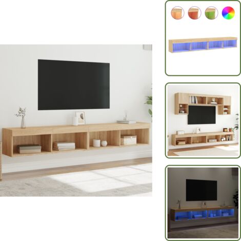 The Living Store Mobili TV con Luci LED 2pz Rovere Sonoma 100x30x30 cm - Mobili porta TV