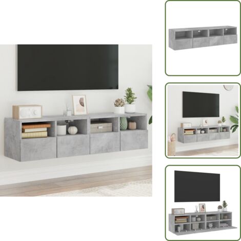 The Living Store Mobili TV Muro 2pz Grigio Cemento 60x30x30 cm Legno Multistrato - Armadi tv
