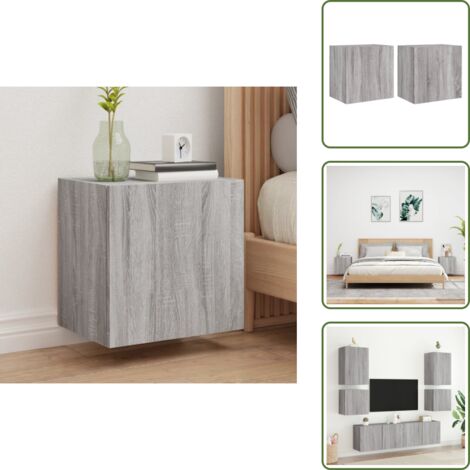 The Living Store Mobili TV Muro 2pz Grigio Sonoma 40,5x30x40cm Legno Multistrato - Armadi TV a parete