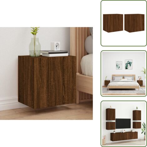 The Living Store Mobili TV Muro 2pz Rovere Marrone 40,5x30x40 Legno Multistrato - Armadi tv a parete