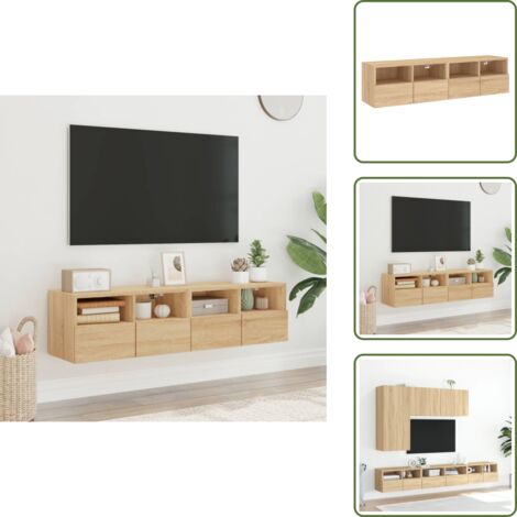 The Living Store Mobili TV Parete 2pz Rovere Sonoma 60x30x30cm Legno Multistrato - Armadio TV