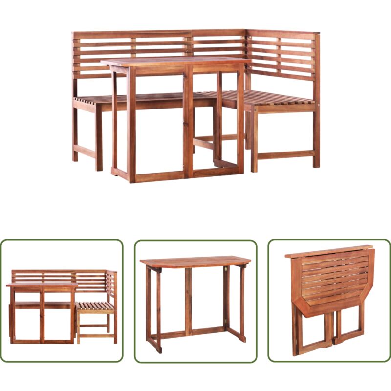 The Living Store - Mobilier de bistro 2 pcs Bois d'acacia massif - Table Basse Jardin - Salon De Jardin - Mobilier De Jardin - Acacia Massif