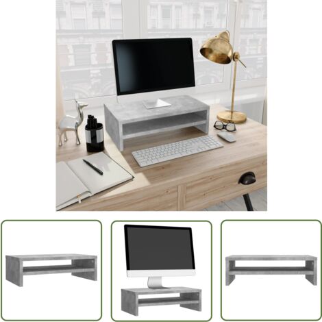 The Living Store Monitorständer Betongrau 42x24x13 cm Holzwerkstoff - Monitorständer - TV-Stand - Schreibtischhalterung - Holzwerkstoff Möbel - Grauer Monitorstandfuß