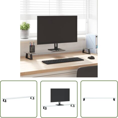 The Living Store Monitorständer Schwarz 100x20x8 cm Hartglas und Metall - Monitorständer - Computerständer - Laptopständer - Bürobedarf - Ergonomie